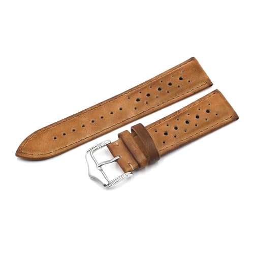 PAKMEZ Leder-Uhren-Band-Gurt 20-24mm Ersatzuhr-Gurt für Männer und Frauen, Orange Gelb, 22mm von PAKMEZ