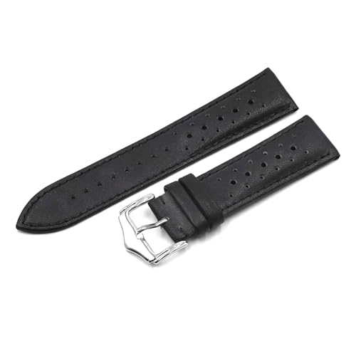 PAKMEZ Leder-Uhren-Band-Gurt 20-24mm Ersatzuhr-Gurt für Männer und Frauen, Schwarz, 22mm von PAKMEZ