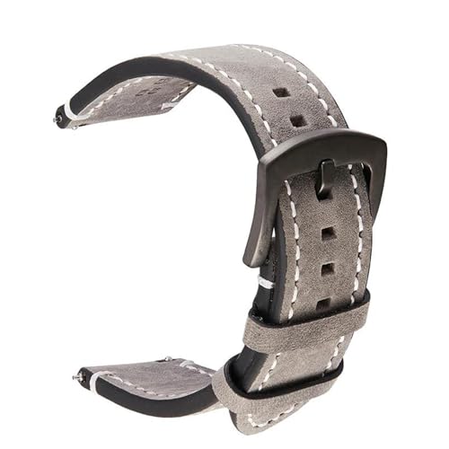 PAKMEZ Leder Uhrenbänder 18-24mm Schnellveröffentlichung Leder Uhrenband, Grau, 22mm von PAKMEZ