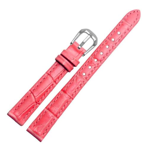 PAKMEZ Leder Uhrenband 10/12/14mm Leder Austauscharmband, Pink, 14mm Roségoldverschluss von PAKMEZ