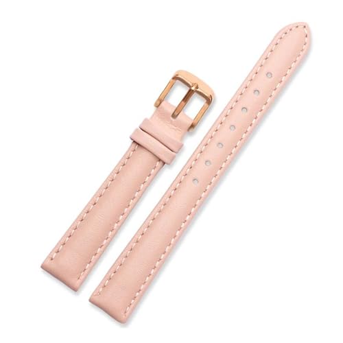 PAKMEZ Leder Uhrenband 12-20mm Leder Uhrengurt mit Nadelschnalle, Pink-Rose Gold, 12mm von PAKMEZ