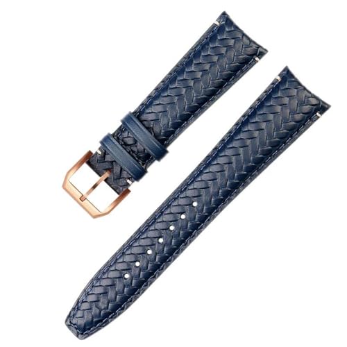 PAKMEZ Leder Uhrenband 12-24mm Leder Ersatzwachenbänder mit Stiftschnalle, Blaues Roségold, 22mm von PAKMEZ