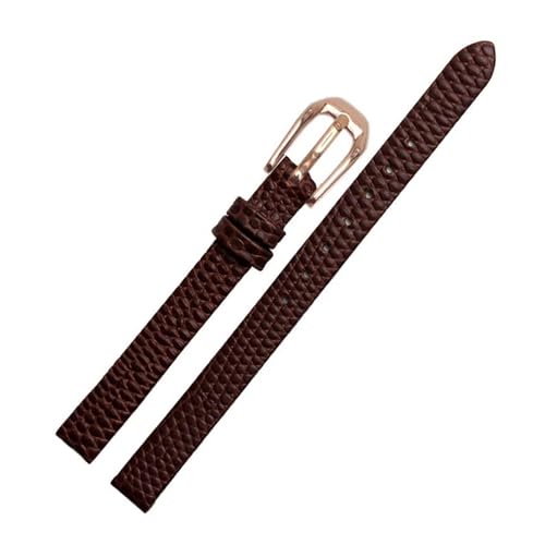 PAKMEZ Leder Uhrenband 6-16mm Ersatzuhr-Gurt, Braunes Roségold, 14mm von PAKMEZ