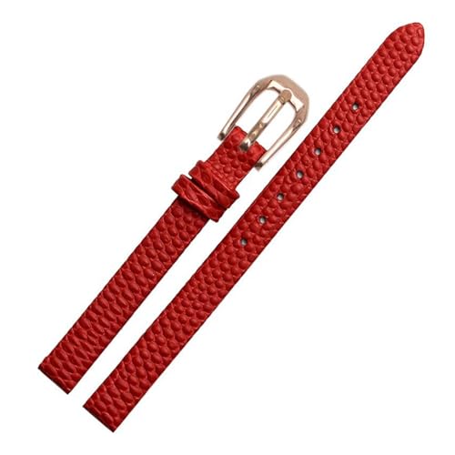 PAKMEZ Leder Uhrenband 6-16mm Ersatzuhr-Gurt, Rot Rose Gold, 14mm von PAKMEZ