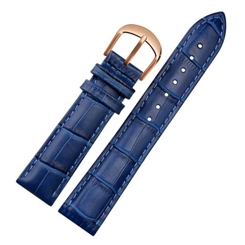 PAKMEZ Leder Uhrengurt 10-22mm Leder Ersatzwachenband mit Edelstahlschnalle, Blaues Roségold, 12mm von PAKMEZ