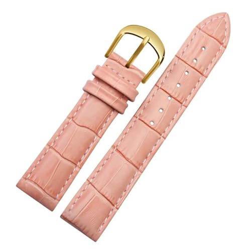 PAKMEZ Leder Uhrengurt 10-22mm Leder Ersatzwachenband mit Edelstahlschnalle, Rosa Gold, 12mm von PAKMEZ