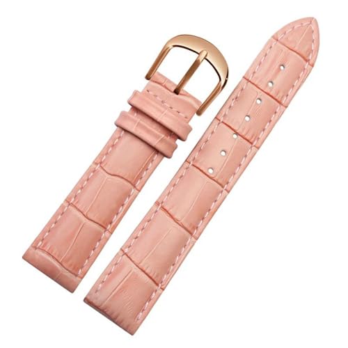 PAKMEZ Leder Uhrengurt 10-22mm Leder Ersatzwachenband mit Edelstahlschnalle, Rosa Roségold, 14mm von PAKMEZ