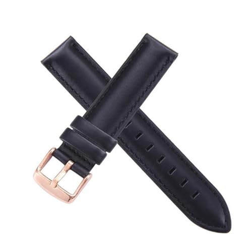 PAKMEZ Leder Uhrengurt 13-20mm Leder Austauscharmband, Schwarz-Rose-Gold, 15mm von PAKMEZ