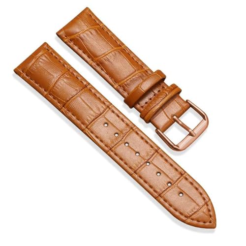 PAKMEZ Leder Uhrengurt 16-24mm Ersatz Uhrenbänder Armband für Männer und Frauen, Hellbraunes Gold, 24mm von PAKMEZ