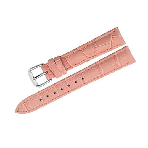 PAKMEZ Leder Uhrengurt 18-22mm Ersatzwachenbänder mit rostfreier Schnalle, Rosa, 14mm von PAKMEZ