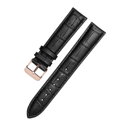 PAKMEZ Lederwächterbänder 12-24mm Leder-Uhren-Armband Armband, Schwarzes Roségold, 22mm von PAKMEZ