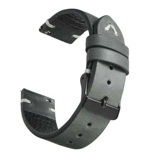 PAKMEZ Ölwachs-Leder-Uhr-Gurt 18-22mm Leder Ersatzwachenband, Dunkelgrau 2, 18mm von PAKMEZ