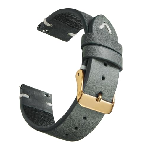 PAKMEZ Ölwachs-Leder-Uhr-Gurt 18-22mm Leder Ersatzwachenband, Dunkelgrau 3, 20mm von PAKMEZ