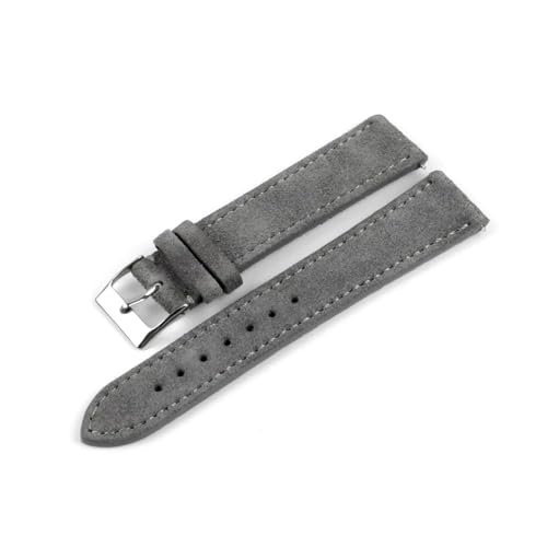 PAKMEZ Wildleder-Leder-Uhr-Band 18-22mm Leder Ersatzuhr-Gurt, Dunkelgrau, 20mm von PAKMEZ