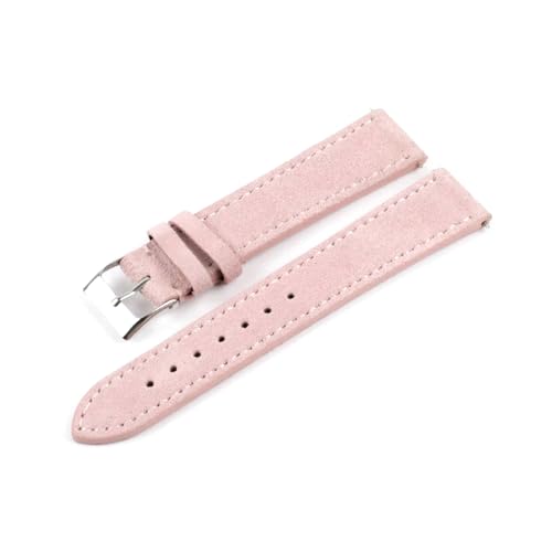 PAKMEZ Wildleder-Leder-Uhr-Band 18-22mm Leder Ersatzuhr-Gurt, Rosa, 22mm von PAKMEZ