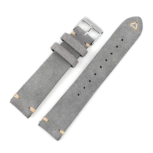 PAKMEZ Wildleder-Leder-Uhren-Gurt 18-22mm Uhrenband mit Schnellveröffentlichung Springbar, Grau, 20mm goldene Schnalle von PAKMEZ