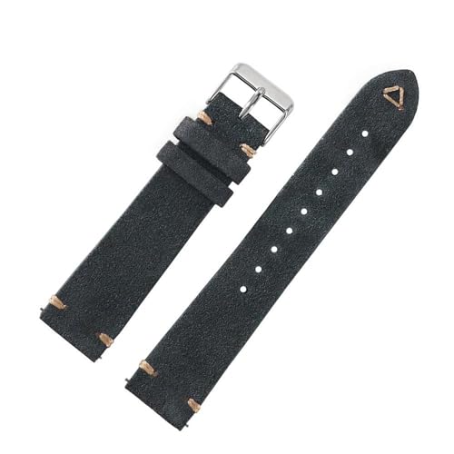 PAKMEZ Wildleder-Leder-Uhrengurt 18-24mm Ersatzgelenkband, Dunkelgrau, 18mm schwarze Schnalle von PAKMEZ