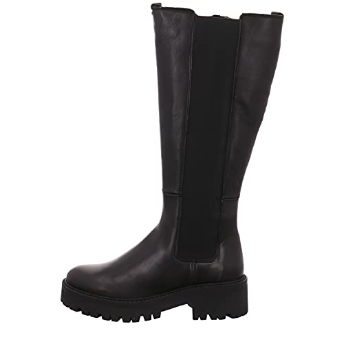 PALPA Damen Chelsea Boots Stiefel Hoch Langschaft Echtleder schwarz, Größe:38, Farbe:Schwarz von Palpa