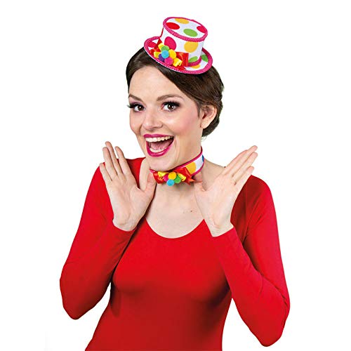 WOOOOZY Hut Mini-Zylinder bunter Clown, mit Haarclips von PAPSTAR