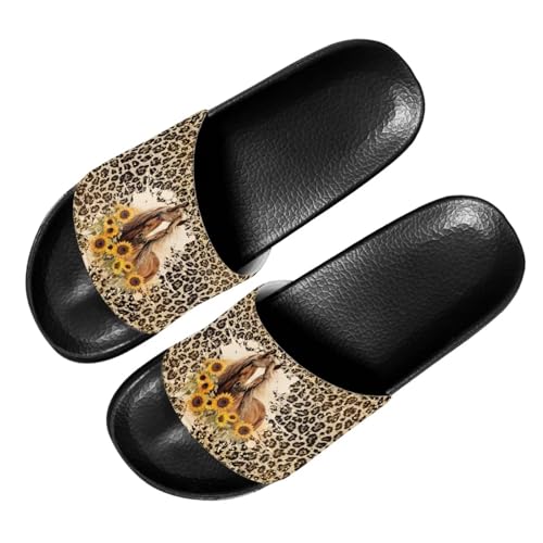 PAQGSREM Sandalen mit amerikanischer Flagge, Hundepfotenabdruck, für Damen und Herren, leicht, lässig, Slipper, Sommer, Strand, Sport, Pferd auf wildem Leopardenmuster, 40 EU PAQGSREM Sandalen mit amerikanischer Flagge, Hundepfotenabdruck, für Damen und Herren, leicht, lässig, Slipper, Sommer, Strand, Sport, Pferd auf wildem Leopardenmuster, 40 EU von PAQGSREM
