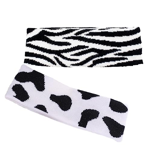 2 Stück Kuhdruck Stirnband Workout Stirnbänder für Frauen Dehnbare Stirnbänder für Frauen Yoga Dekor Frauen Bad Headwraps Zebra Muster Haar Hoop Plüsch Make-up Stirnband Elastisches Haarband Mädchen von PAREKS