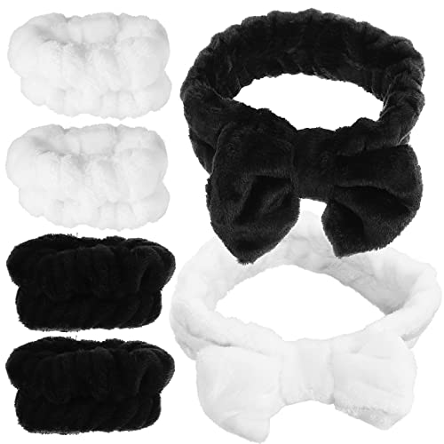 Mädchen Stirnbänder Mädchen Stirnbänder 1 Set Mikrofaser Fliege Stirnbänder Gesicht Waschen Stirnband Make-up Stirnband Armband Bowtie Stirnband Armband Hautpflege Stirnbänder Hautpflege Stirnbänder von PAREKS