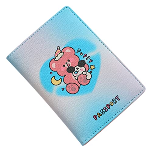 PAREKS Cartoon Passport Holder Small Ladies Wallet Small Wallet Purse Passport Case for Men Passport Sleeve Passport Cover for Men Multi-Slot Passport Holder Pu Leather Travel Bill Folder, blau, M von PAREKS