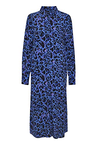 Part Two Damen Marlaspw Dr Lässiges Kleid, Blaue Beanie-Mütze mit Leo-Print, 38 von PART TWO