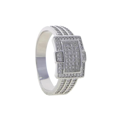 PARWANA Ring Ringe Damen Bijouterie Herren Frauen Breiter Herrenring, Quadratisch, Für Hip-Hop-Paare, 10 Silber von PARWANA