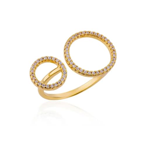 PARWANA Ring Ringe Damen Bijouterie Herren Frauen Doppelkreisringe Für Damen, Verstellbarer Geometrischer Kreisring, Größenverstellbar Jz4471G von PARWANA