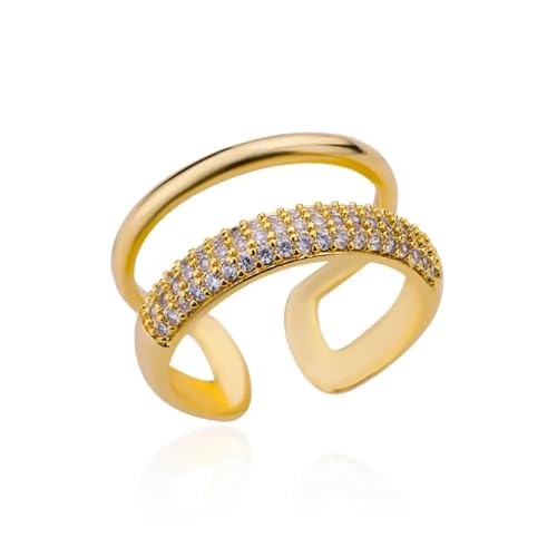 PARWANA Ring Ringe Damen Bijouterie Herren Frauen Doppelschichtige Offene Ringe Für Damen, Verstellbar, Größenverstellbar, Goldfarben von PARWANA