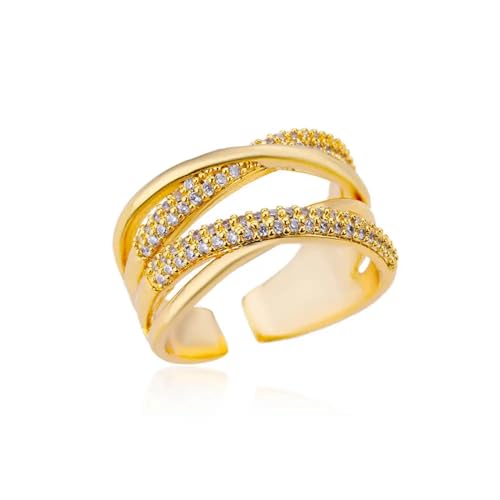 PARWANA Ring Ringe Damen Bijouterie Herren Frauen Kreuzringe Für Damen, Verstellbarer Kreuzring, Größenverstellbar, Goldfarben von PARWANA