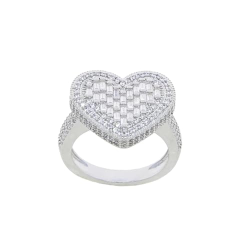 PARWANA Ring Ringe Damen Bijouterie Herren Frauen Quadratischer Herzring, Fingerringe, Schmuck Für Damen Und Herren, 8 Silber von PARWANA