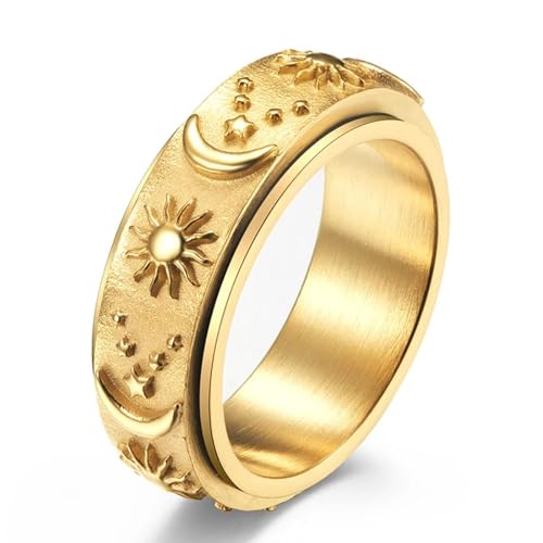 PARWANA Ring Ringe Damen Bijouterie Herren Ringe Für Damen Ringe Für Mädchen Schmuck 12 Goldkonvex von PARWANA