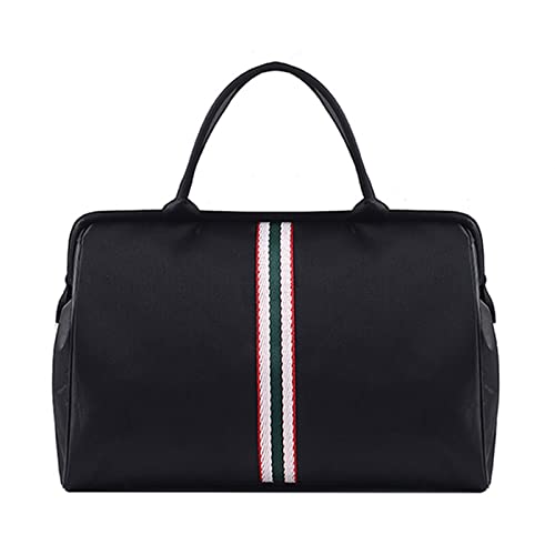 PASPRT Damen Sporttasche Frauen über Nacht Wochenende Fitness Tasche Damen Stripe Yaga Große Reisetasche Leichte koreanische Männer Faltbare Outdoor-Taschen (Color : Black) von PASPRT