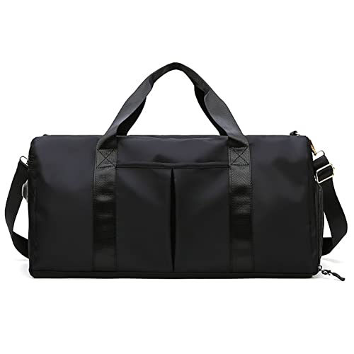 PASPRT Damen Sporttasche Sporttasche Männer Frauen Training Fitness Schwimmen Reisegepäck Handtasche Yoga Umhängetasche Schuhe Aufbewahrung Wasserdicht Trocken-Nass-Trennung (Color : Black) von PASPRT