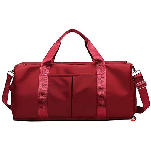 PASPRT Damen Sporttasche Sporttasche Männer Frauen Training Fitness Schwimmen Reisegepäck Handtasche Yoga Umhängetasche Schuhe Aufbewahrung Wasserdicht Trocken-Nass-Trennung (Color : Red) von PASPRT