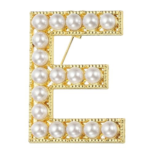 PATIKIL Brief Brosche Pins, Perlen Initial Alphabet E Letter Reversnadeln mit Schmuckschatulle fürFrau Anzüge Kleidung Kleid Bouquet Mantel Hut Tasche Handwerk Party, Goldton PATIKIL Brief Brosche Pins, Perlen Initial Alphabet E Letter Reversnadeln mit Schmuckschatulle fürFrau Anzüge Kleidung Kleid Bouquet Mantel Hut Tasche Handwerk Party, Goldton von PATIKIL