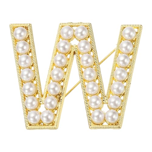 PATIKIL Brief Brosche Pins, Perlen Initial Alphabet W Letter Reversnadeln mit Schmuckschatulle fürFrau Anzüge Kleidung Kleid Bouquet Mantel Hut Tasche Handwerk Party, Goldton PATIKIL Brief Brosche Pins, Perlen Initial Alphabet W Letter Reversnadeln mit Schmuckschatulle fürFrau Anzüge Kleidung Kleid Bouquet Mantel Hut Tasche Handwerk Party, Goldton von PATIKIL