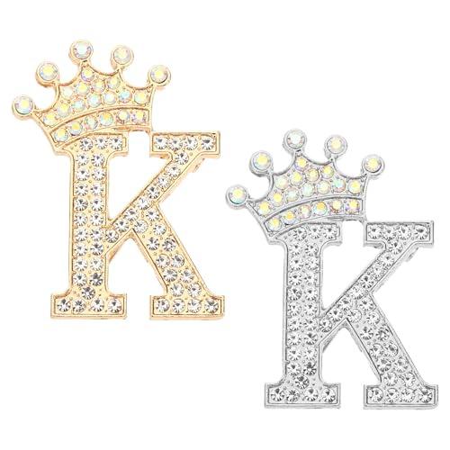 PATIKIL Letter Broschen Pins, 2 Stück Initial Strass Alphabet K Buchstabe Reversnadeln für Damen Anzüge Kleid Mantel Kleidung Handwerk, Gold/Silber Ton PATIKIL Letter Broschen Pins, 2 Stück Initial Strass Alphabet K Buchstabe Reversnadeln für Damen Anzüge Kleid Mantel Kleidung Handwerk, Gold/Silber Ton von PATIKIL