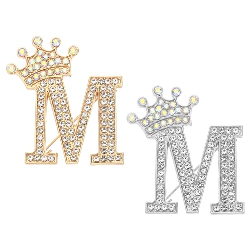 PATIKIL Letter Broschen Pins, 2 Stück Initial Strass Alphabet M Buchstaben Reversnadeln für Damen Anzüge Kleider Mantel Kleidung Handwerk, Gold/Silber Ton PATIKIL Letter Broschen Pins, 2 Stück Initial Strass Alphabet M Buchstaben Reversnadeln für Damen Anzüge Kleider Mantel Kleidung Handwerk, Gold/Silber Ton von PATIKIL