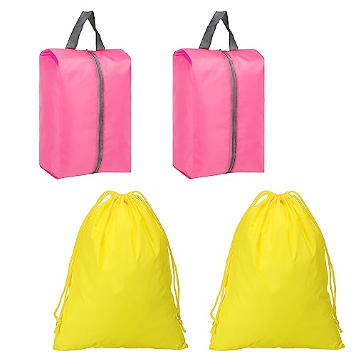 PATIKIL Reisen Schuhsäcke Set von 4 Tragbar Schuh Tasche mit Reißverschluss Wasserdicht Schuh Veranstalter für Männer und Frauen Rosa Gelb von PATIKIL