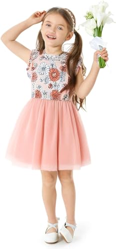 PATPAT Baby Mädchen Tüllkleider, Kleinkind Mädchen Blumen Partykleid, Rüschenärmel mit Feen Mesh Freizeitkleid, 3 Monate–6 Jahre von PATPAT