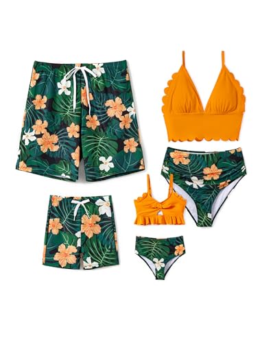 PATPAT Familien Outfit Bikini Set, Einfarbig Muschel Schnürung Zweiteilig Hawai Tropisch Strandbikini & Badehose, Badeanzug für Mutter Tochter, Bademode Bikinislip für Jungen 3-4 Jahre PATPAT Familien Outfit Bikini Set, Einfarbig Muschel Schnürung Zweiteilig Hawai Tropisch Strandbikini & Badehose, Badeanzug für Mutter Tochter, Bademode Bikinislip für Jungen 3-4 Jahre von PATPAT