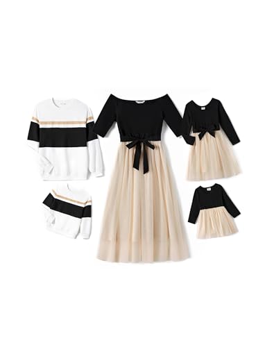 PATPAT Familien Outfit Set Langarm - Partnerlook Mutter Tochter Kleid Langarm T-Shirt & Mutter Kind Kleider Mama Tochter Kleidung für Herbst & Frühling, Schwarz, Mädchen: 3-4 Jahre PATPAT Familien Outfit Set Langarm - Partnerlook Mutter Tochter Kleid Langarm T-Shirt & Mutter Kind Kleider Mama Tochter Kleidung für Herbst & Frühling, Schwarz, Mädchen: 3-4 Jahre von PATPAT