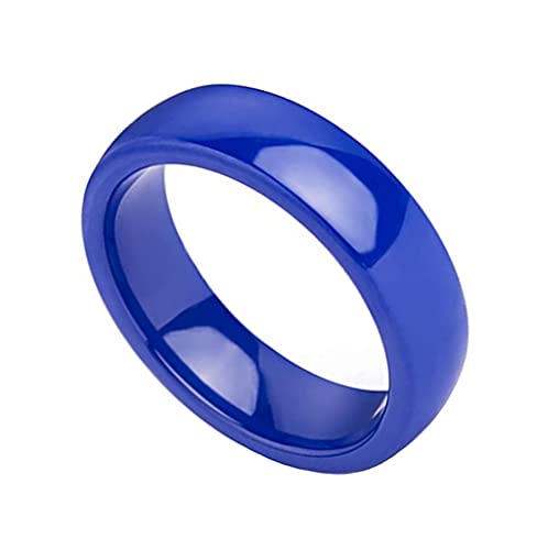 PAURO Damen Keramik 8mm Comfort Fit Ehering Einfacher Ring Poliert Blaue Größe 54 (17.2) von PAURO