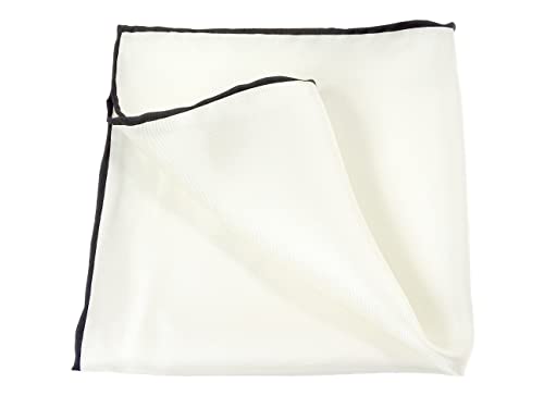 PB Pietro Baldini Einstecktuch aus Seide - Einstecktücher Weiss handrolliert mit farb Absetzung - 30 x 30 cm (Weiß schwarz) von PB Pietro Baldini