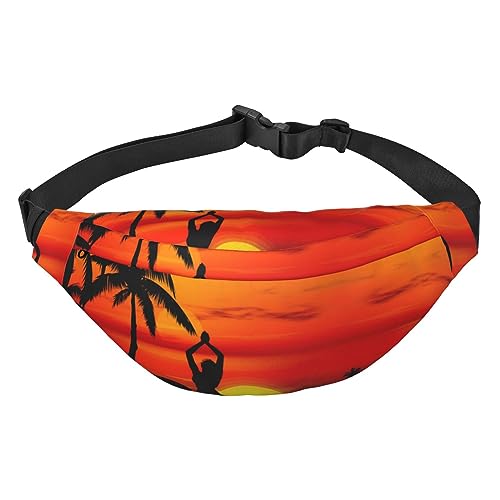 Coconut Tree and Girl Fanny Pack for Women Men Waterproof Belt Bag Fashion Crossbody Waist Bags Pack for Travel Sports Hiking, Black, One Size, Schwarz , Einheitsgröße von PEIXEN