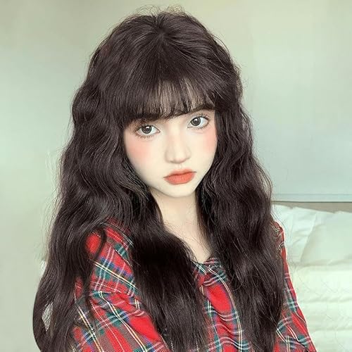 Perücke, Weiblich, Schwarz, Braun, Langes Haar, Wolle, Lockig, Natürliches Langes Lockiges Haar, Große Wellen, Simulierte Maisdauerwelle, Voller Kopfbedeckungsstil Perücke, Weiblich, Schwarz, Braun, Langes Haar, Wolle, Lockig, Natürliches Langes Lockiges Haar, Große Wellen, Simulierte Maisdauerwelle, Voller Kopfbedeckungsstil von PEKNUX