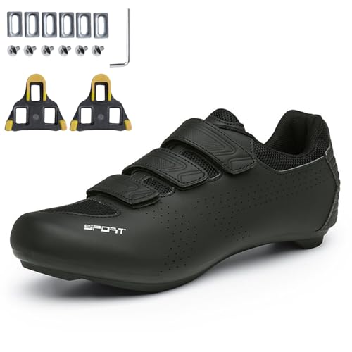 PENXZT Fahrradschuhe für Herren Damen Rennrad Radschuhe Kompatibe Look SPD SPD-SL Delta Lock Pedal Radsportschuhe,Schwarz,40 EU von PENXZT